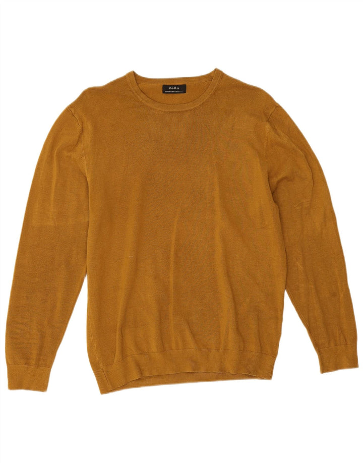 Ανδρικό πουλόβερ Zara Crew Neck Jumper Μεσαία κίτρινη βισκόζη