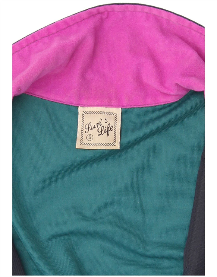Vintage Ανδρική βελούδινη αθλητική φόρμα Top Jacket Μικρό πολύχρωμο Colourblock