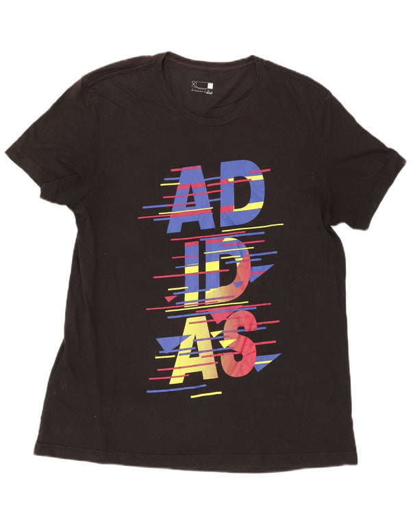 Adidas Mens Climalite γραφικό T-Shirt Top XL Μαύρο βαμβακερό