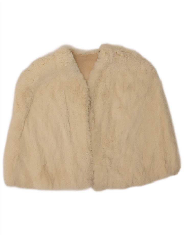 Vintage γυναικείο παλτό από ψεύτικη γούνα Capelet One Size Off White