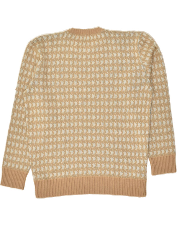 Γυναικείο πουλόβερ Vintage Abstract Pattern Crew Neck Jumper UK 16 Large Beige