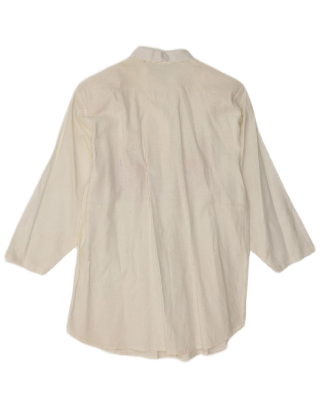 VINTAGE Γυναικείο πουκάμισο 3/4 μανίκι Μπλούζα UK 14 Medium White Floral