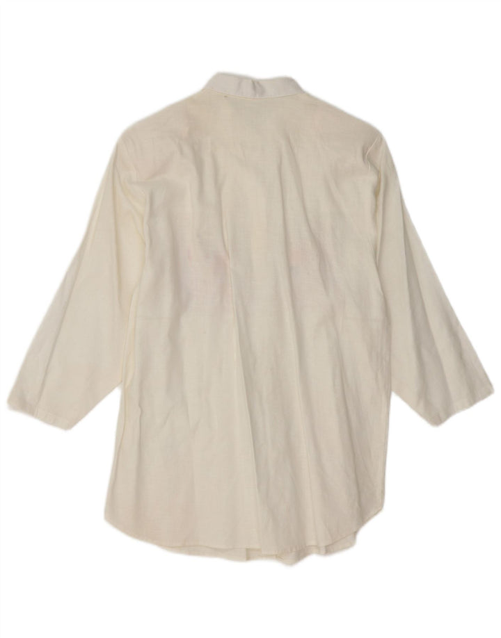 VINTAGE Γυναικείο πουκάμισο 3/4 μανίκι Μπλούζα UK 14 Medium White Floral