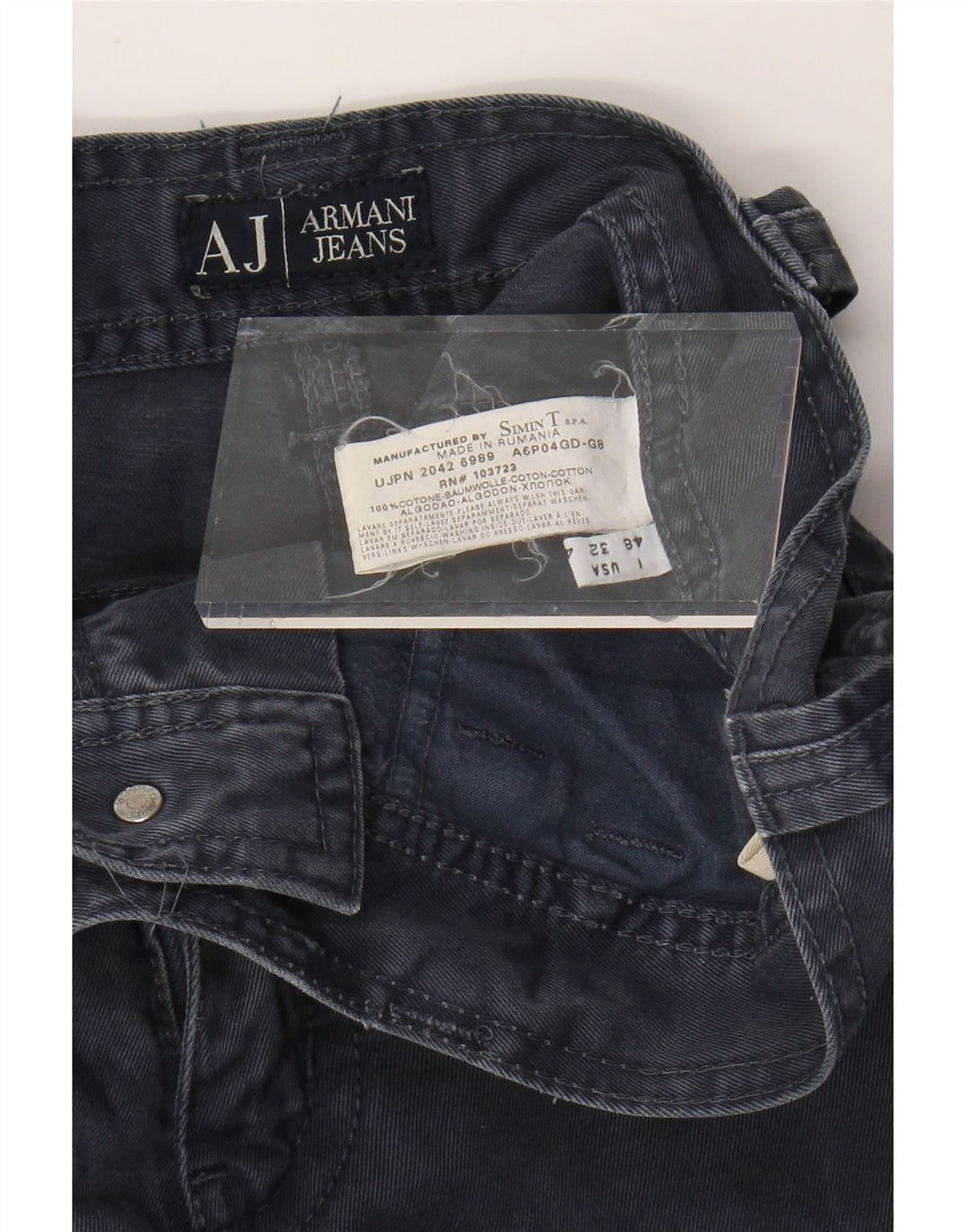 ARMANI Ανδρικό χαλαρό παντελόνι casual IT 48 Medium W32 L30 Navy Blue
