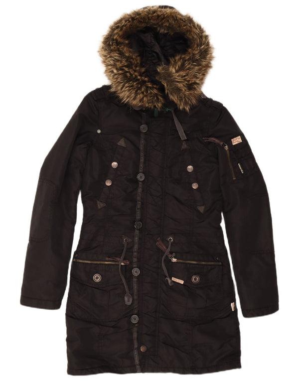 KHUJO Γυναικείο μπουφάν Parka με κουκούλα UK 10 Small Black