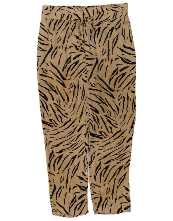 Marks & Spencer Γυναικείο Παντελόνι UK 10 Small W30 L26 Beige Animal Print