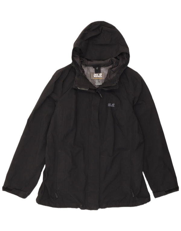 Jack Wolfskin γυναικείο μπουφάν με κουκούλα αντιανεμικό UK 18 XL μαύρο πολυαμίδιο