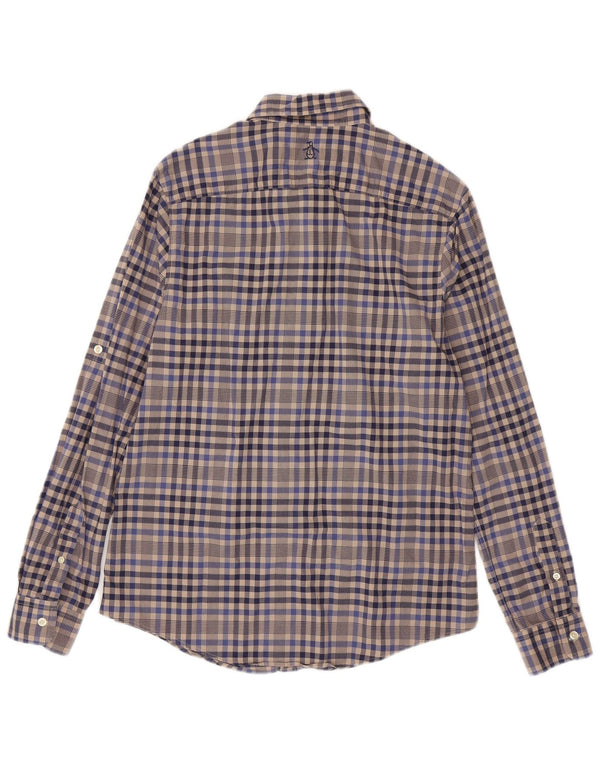 Ανδρικό πουκάμισο Penguin, μεσαίο γκρι βαμβακερό Gingham