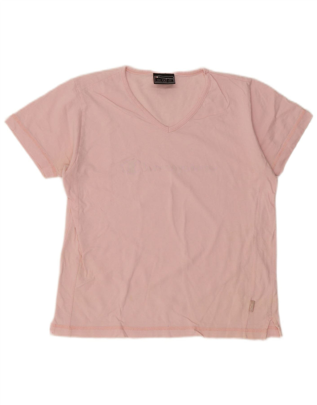 CHAMPION Γυναικείο γραφικό T-Shirt Top UK 10 Small Pink