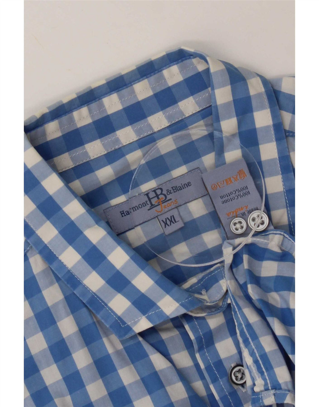 Ανδρικό πουκάμισο Harmont & Blaine 2XL Blue Gingham Cotton