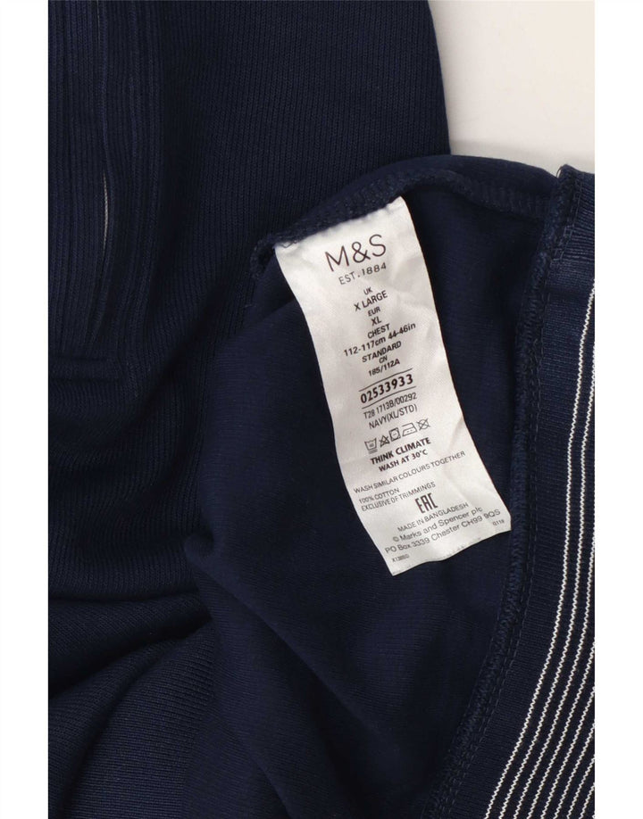 Marks & Spencer Ανδρικό φούτερ με φερμουάρ Jumper XL Navy Blue Cotton