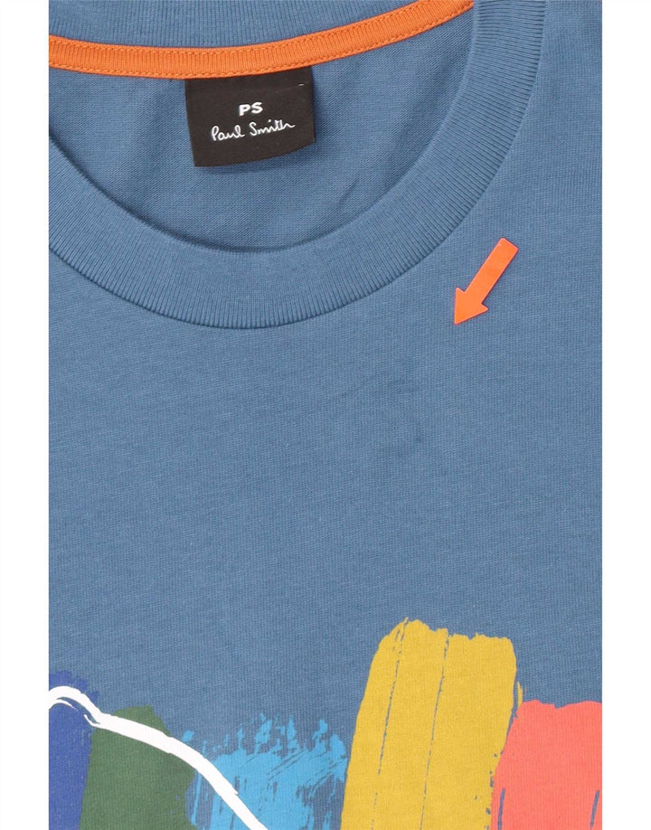 Paul Smith Ανδρικό γραφικό T-Shirt Top μεγάλο μπλε βαμβακερό
