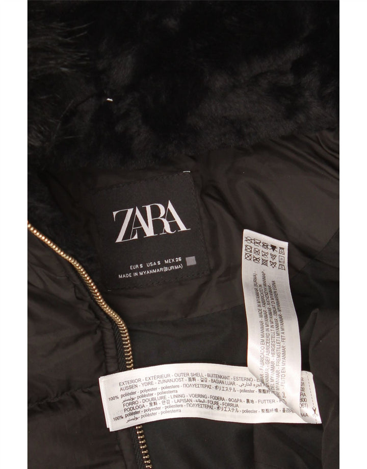Zara Γυναικείο μπουφάν με κουκούλα UK 10 Small Black Polyester