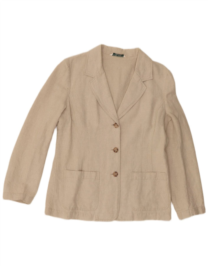 Laura Ashley Γυναικείο μπλέιζερ με 3 κουμπιά μπουφάν UK 14 Μεγάλο μπεζ λινό