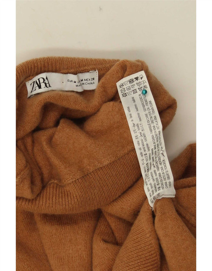 Zara Γυναικείο πουλόβερ με ρολό λαιμόκοψη UK 12 Μαλλί μεσαίου καφέ