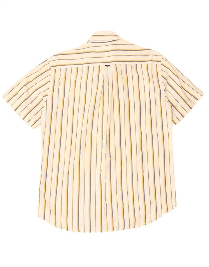KAPPA Mens Short Sleeve Shirt Medium White Pinstripe Cotton