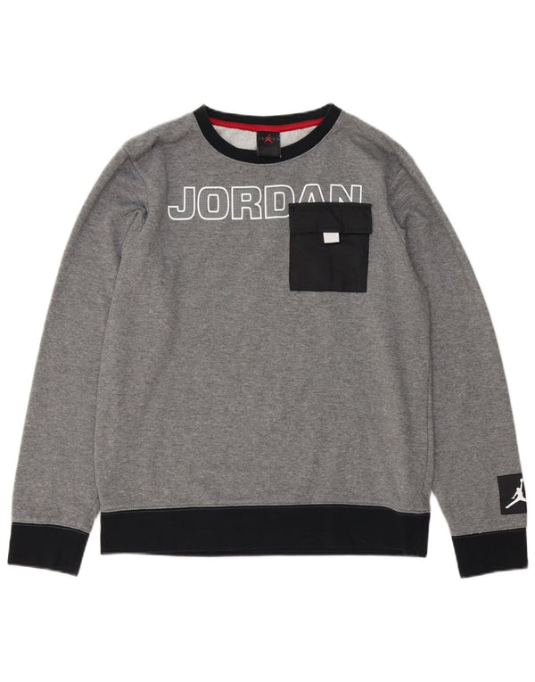 Jordan Boys Graphic φούτερ Jumper 13-14 Years XL Grey Colourblock