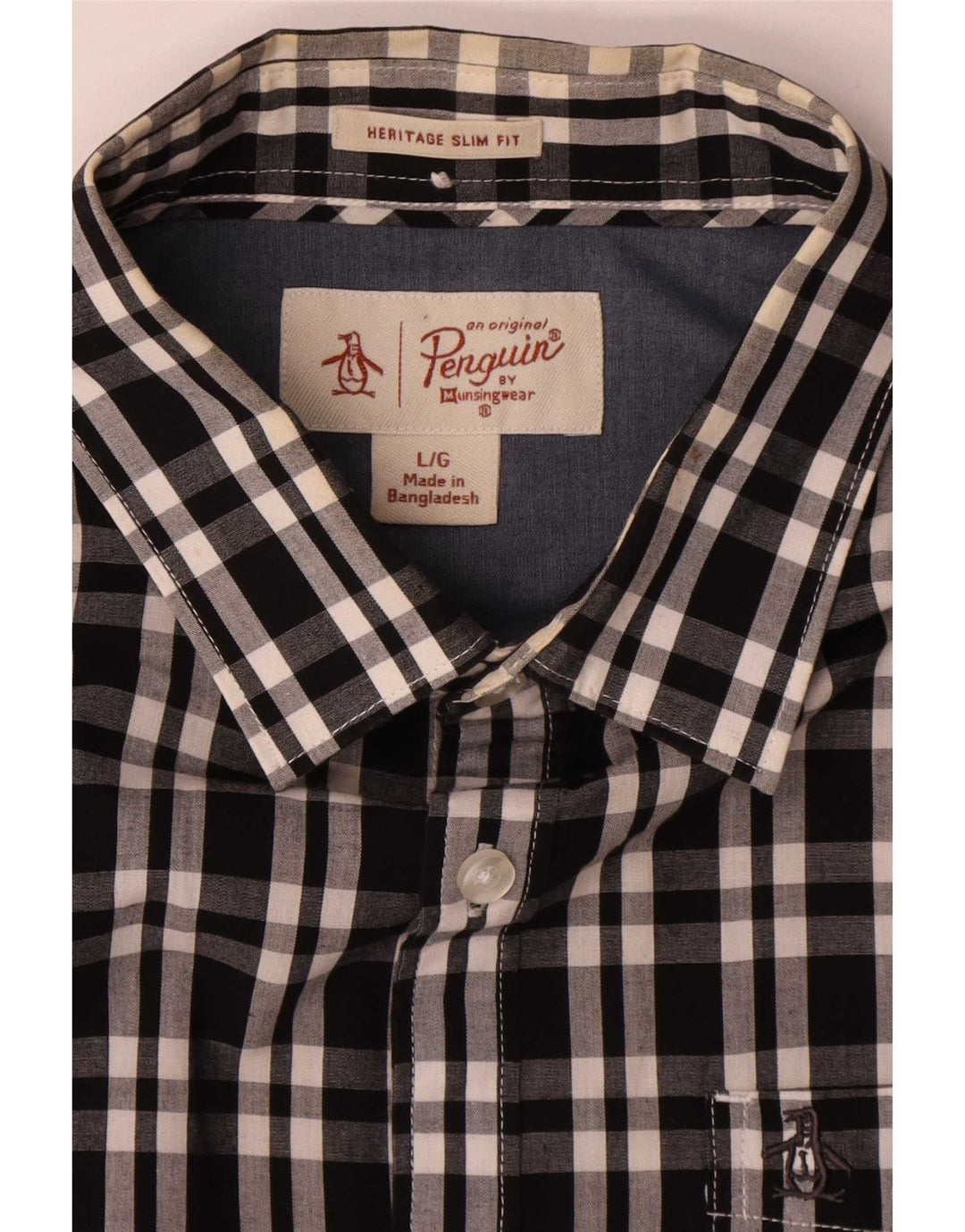 Ανδρικό Penguin Heritage Slim Fit πουκάμισο μεγάλο μαύρο βαμβακερό