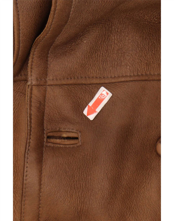 Vintage Ανδρικό Διπλό Μπουφάν Shearling UK 40 Large Brown Colorblock