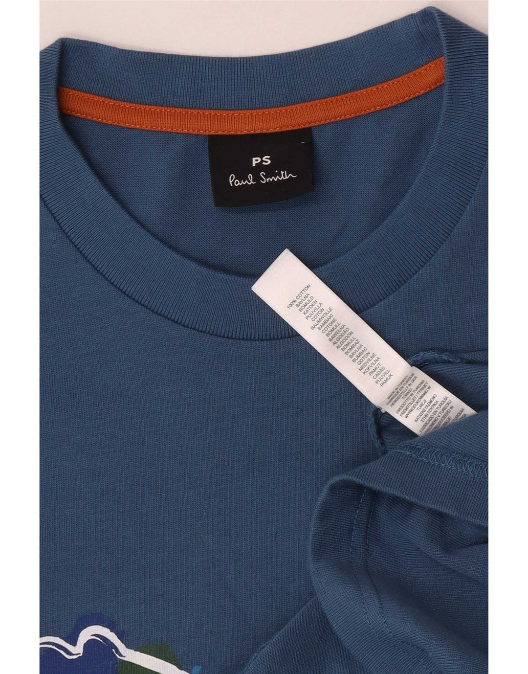 Paul Smith Ανδρικό γραφικό T-Shirt Top μεγάλο μπλε βαμβακερό