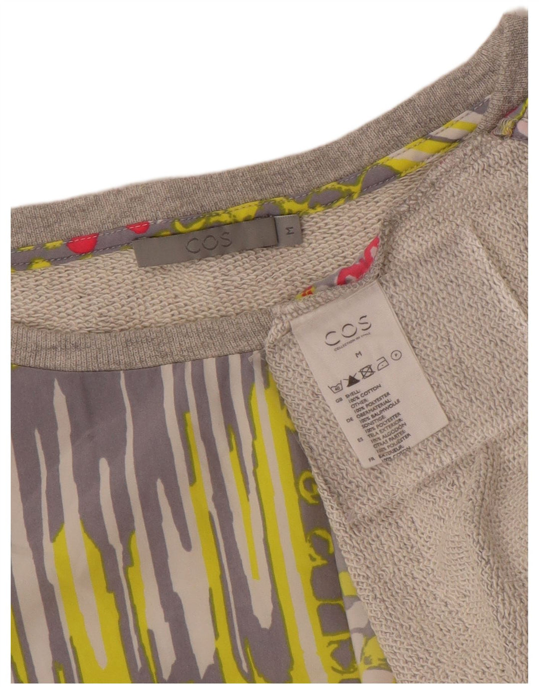 Cos Γυναικεία Φούτερ Jumper UK 14 Μεσαίου Γκρι γεωμετρικό βαμβάκι