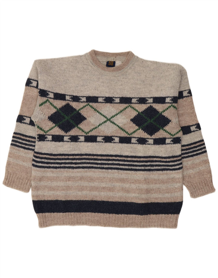 Πουλόβερ Lotto Mens Crew Neck Jumper Large Grey Argyle/Diamond