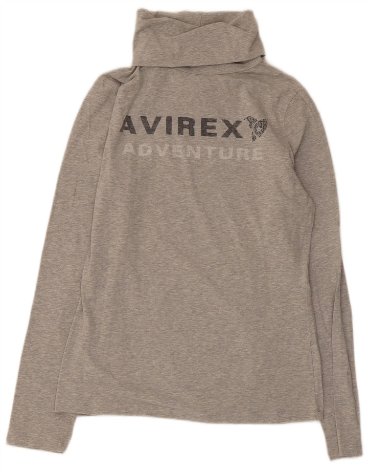 Avirex Γυναικείο τοπ μακρυμάνικο UK 12 μεσαίο γκρι βαμβακερό