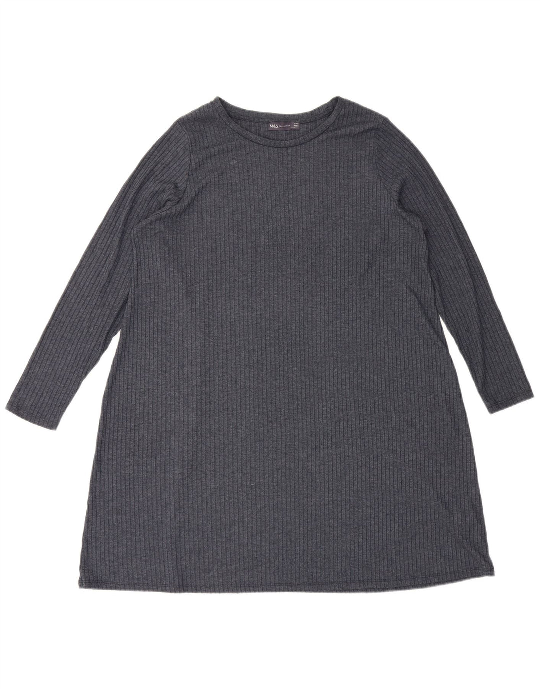 Marks & Spencer Γυναικείο μακρυμάνικο βασικό φόρεμα UK 20 2XL Navy Blue