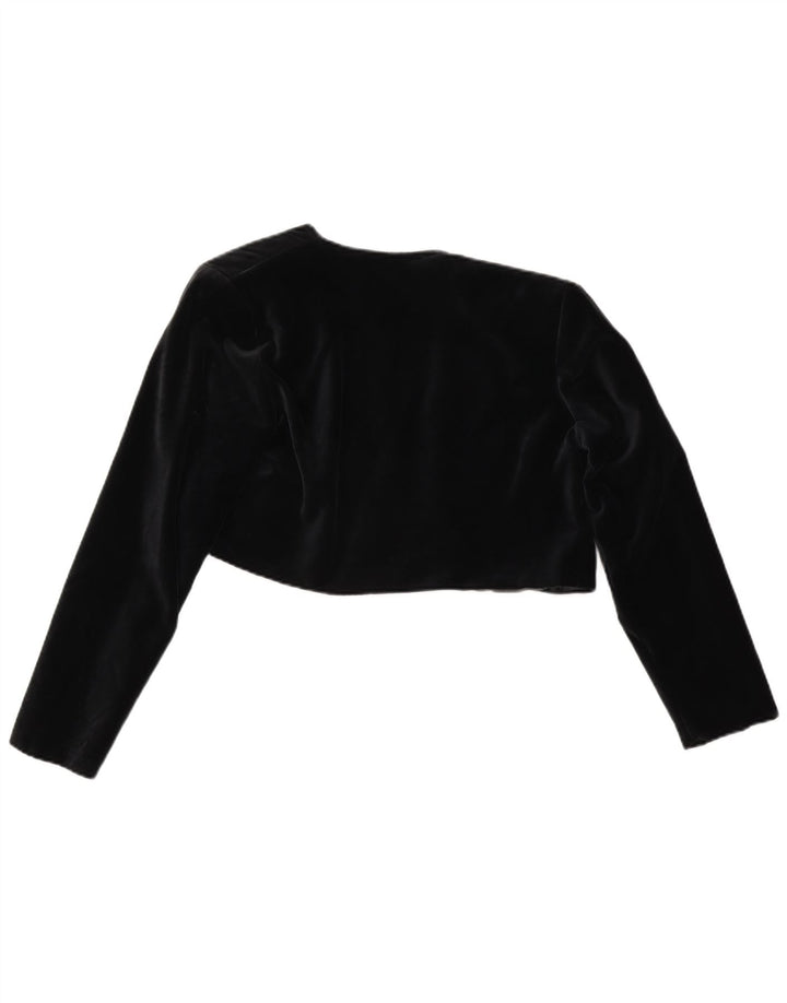 Vintage Γυναικείο Velvet Open Bolero Jacket UK 14 Medium Μαύρο Πολυεστέρας