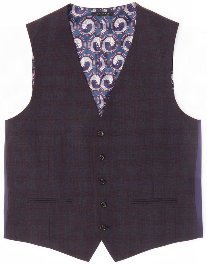 Ted Baker Ανδρικό γιλέκο IT 52 Large Navy Blue Check Wool