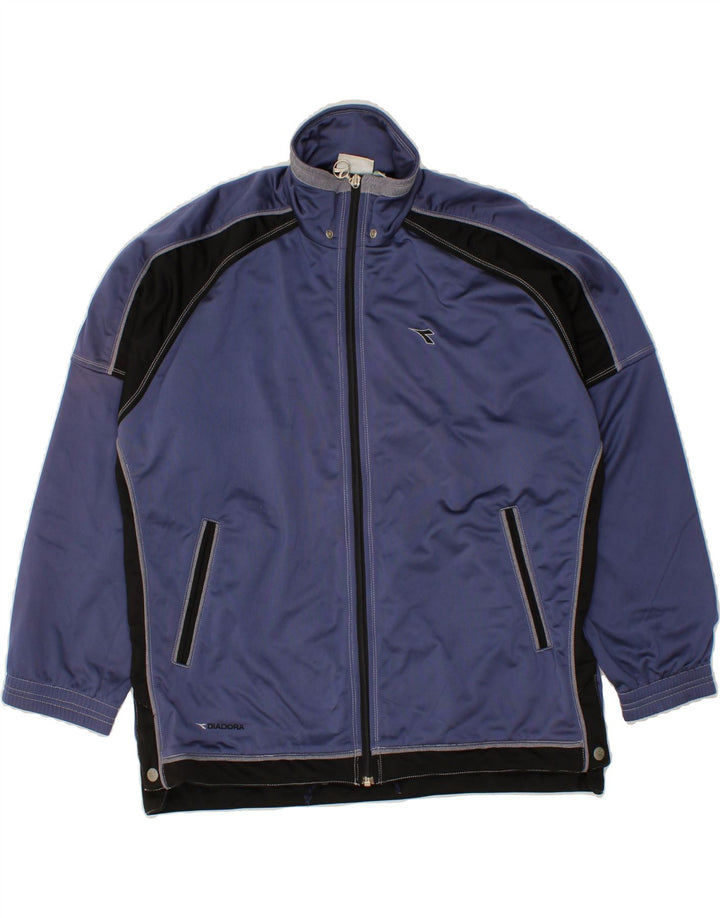 DIADORA Womens Oversized Tracksuit Top Jacket UK 12 Medium Navy Blue Vintage Diadora and Second-Hand Diadora from Messina Hembry 
