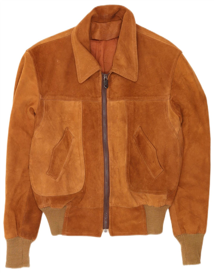 Vintage Ανδρικό Suede Bomber Jacket UK 38 Medium Brown