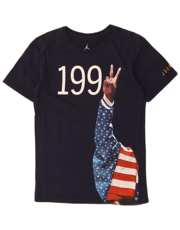 JORDAN Ανδρικό γραφικό T-Shirt Top Small Navy Blue Cotton