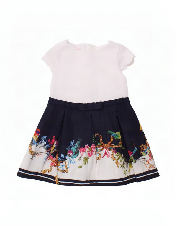 Ted Baker Baby Girls A-Line φόρεμα 3-6 μηνών Λευκός φλοράλ πολυεστέρας