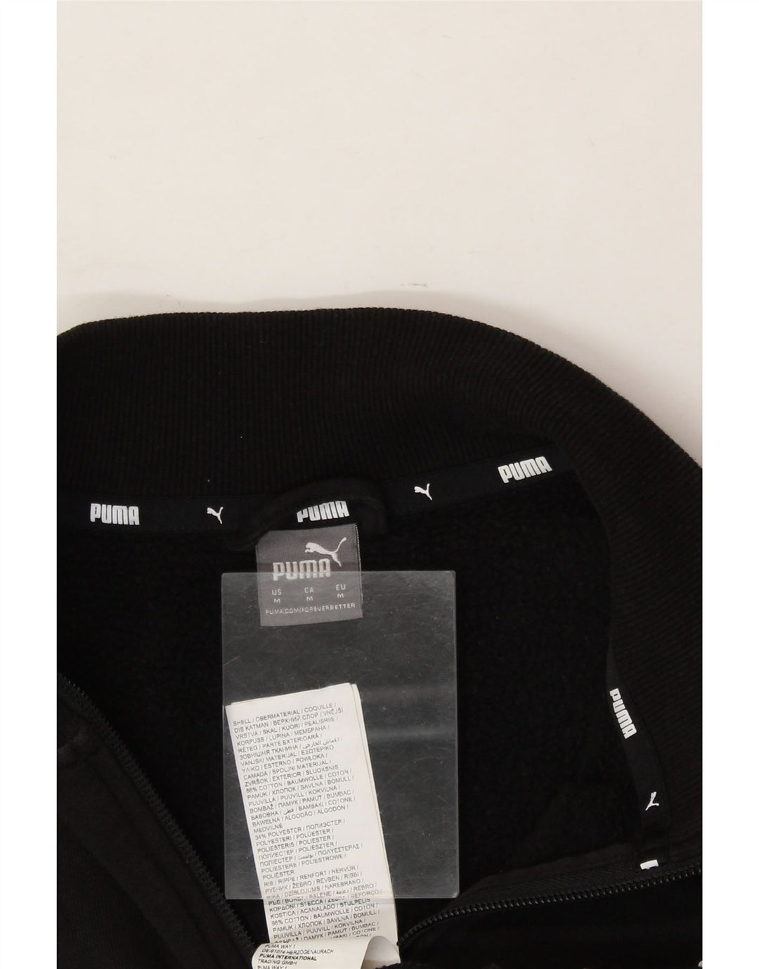 PUMA Womens Crop Graphic Tracksuit Top Jacket UK 14 Medium Black Cotton Vintage Puma and Second-Hand Puma from Messina Hembry 