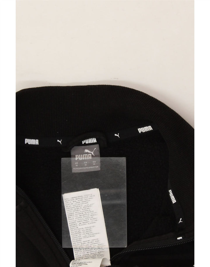 PUMA Womens Crop Graphic Tracksuit Top Jacket UK 14 Medium Black Cotton Vintage Puma and Second-Hand Puma from Messina Hembry 