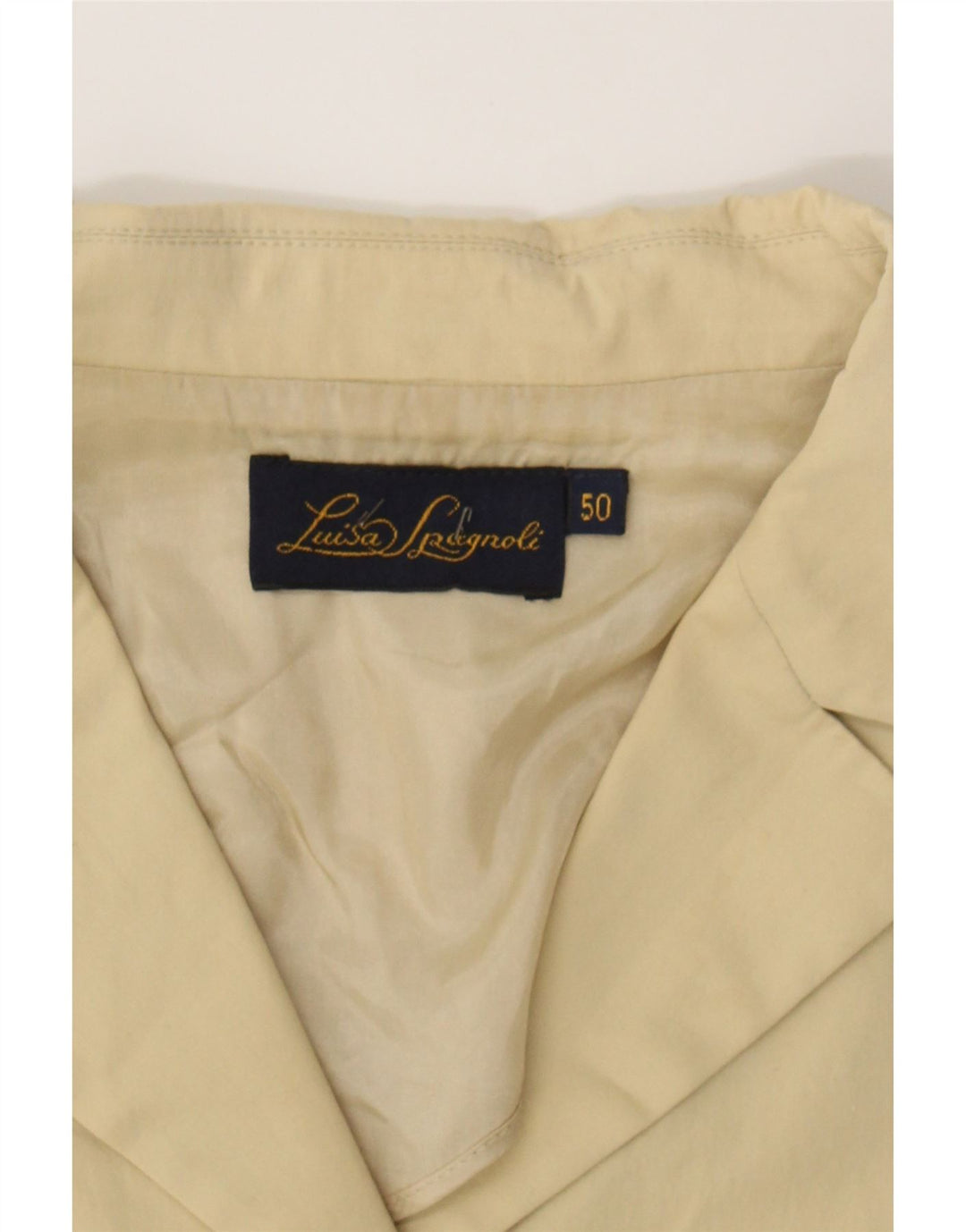 LUISA SPAGNOLI Womens Short Sleeve 4 Button Blazer Jacket IT 50 XL Beige Vintage Luisa Spagnoli and Second-Hand Luisa Spagnoli from Messina Hembry 