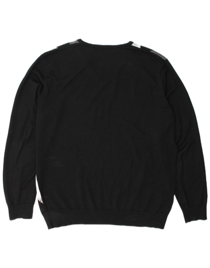 Fred Perry Ανδρικό πουλόβερ με λαιμόκοψη με V λαιμόκοψη XL Μαύρο Argyle/Diamond Wool