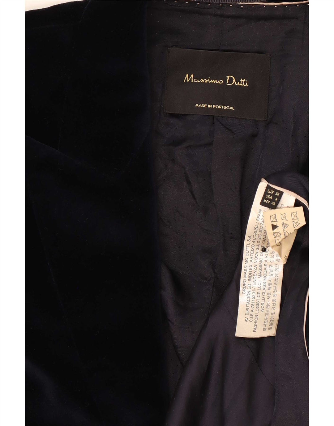 Massimo Dutti Γυναικείο βελούδινο σακάκι μπλέιζερ με 1 κουμπί EU 38 Small Navy Blue