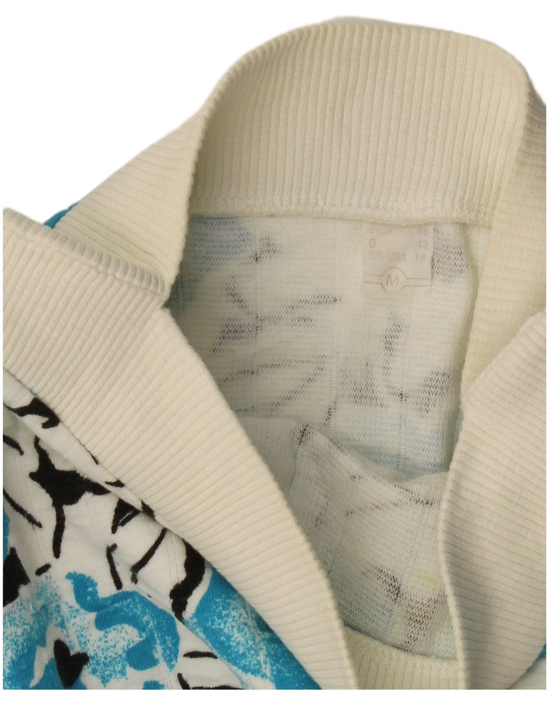 VINTAGE Γυναικείο πουλόβερ με λαιμόκαυστο UK 14 Medium White Floral