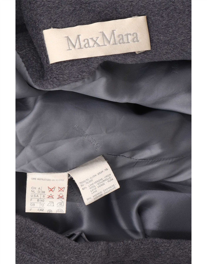 Max Mara γυναικείο μπουφάν με κουκούλα μεγάλου μεγέθους Parka UK 12 μεσαίο γκρι παρθένο μαλλί