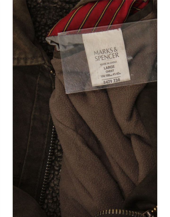 Marks & Spencer Mens Bomber Jacket UK 40 Large Brown Βαμβακερό