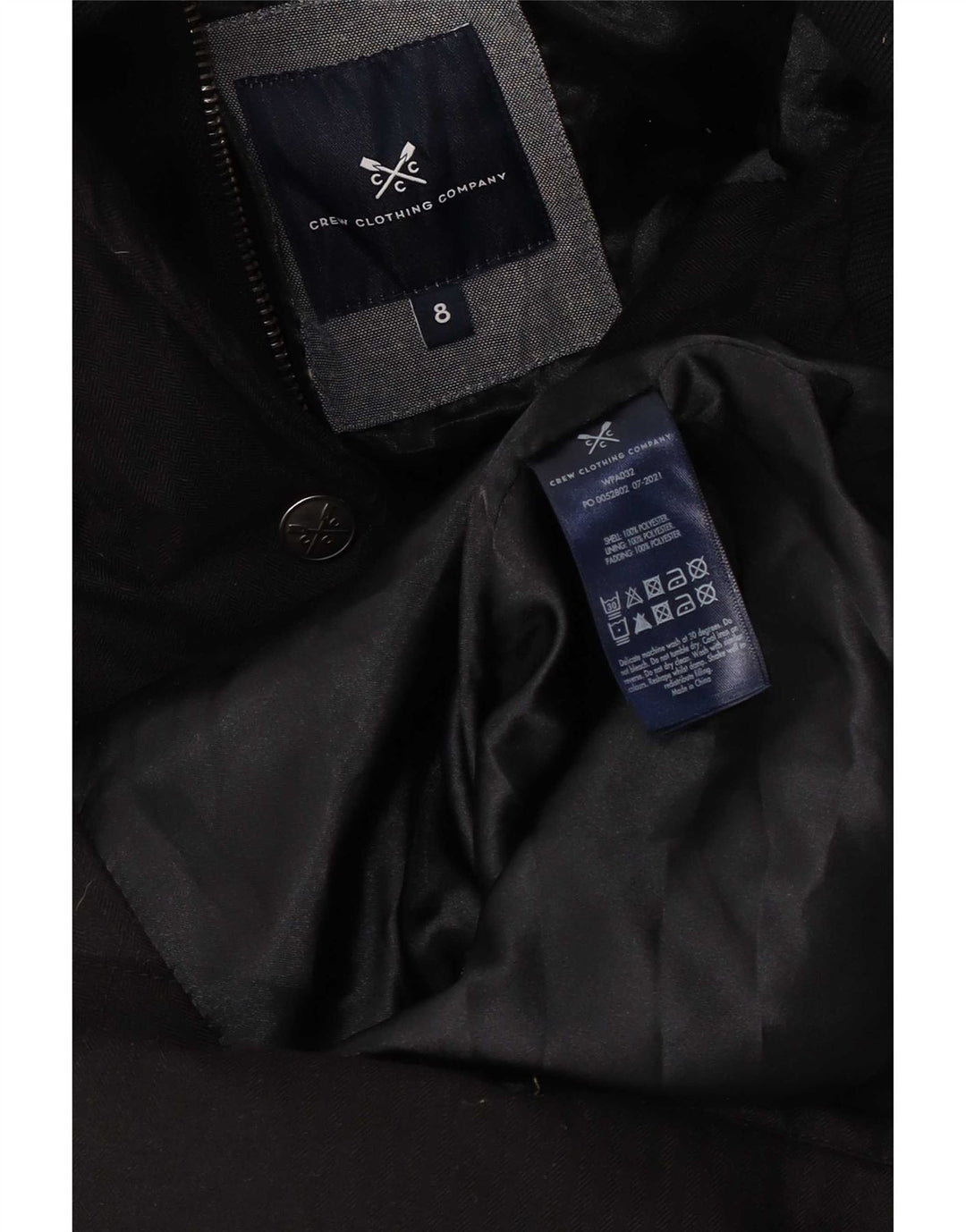 Crew Clothing Γυναικείο παλτό με κουκούλα UK 8 Small Black Polyester