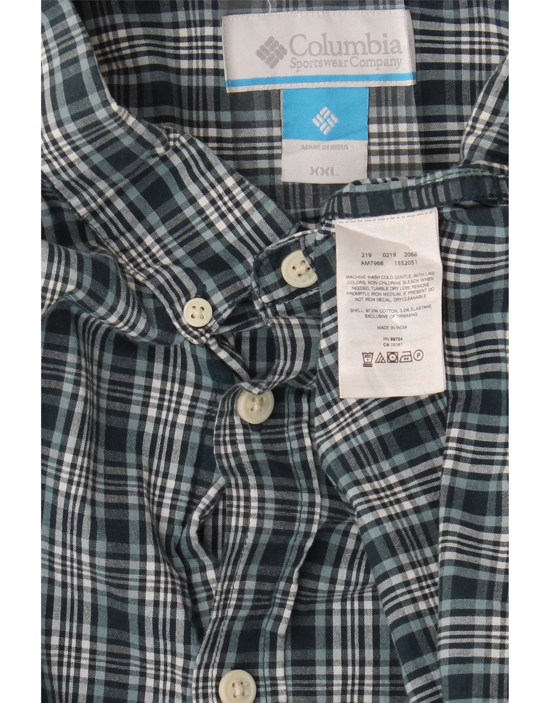 Ανδρικό πουκάμισο Columbia 2XL, βαμβακερό πράσινο καρό