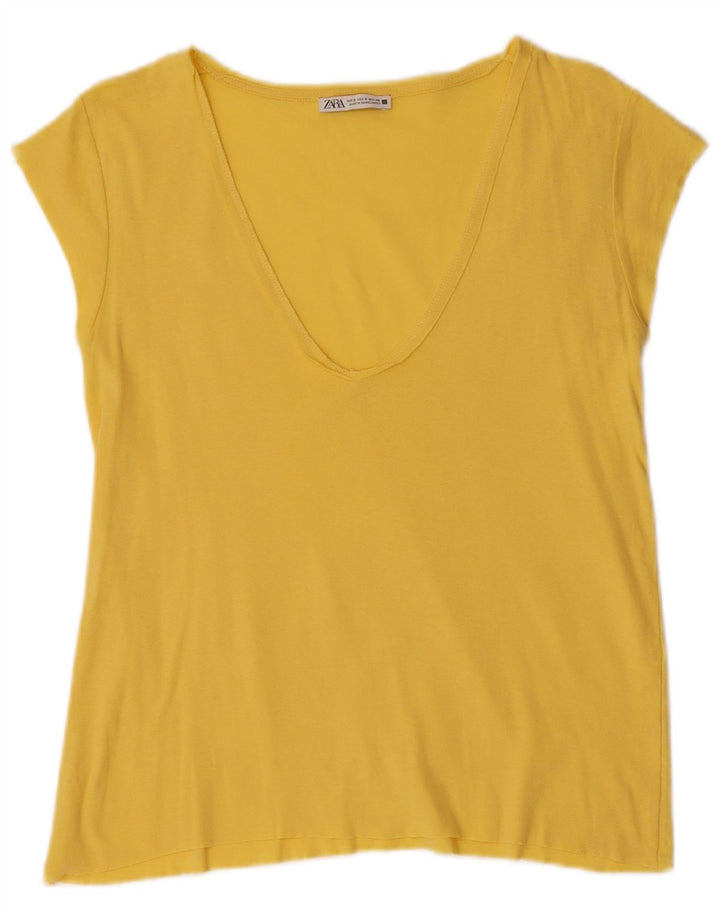 ZARA Womens T-Shirt Top UK 10 Small Yellow