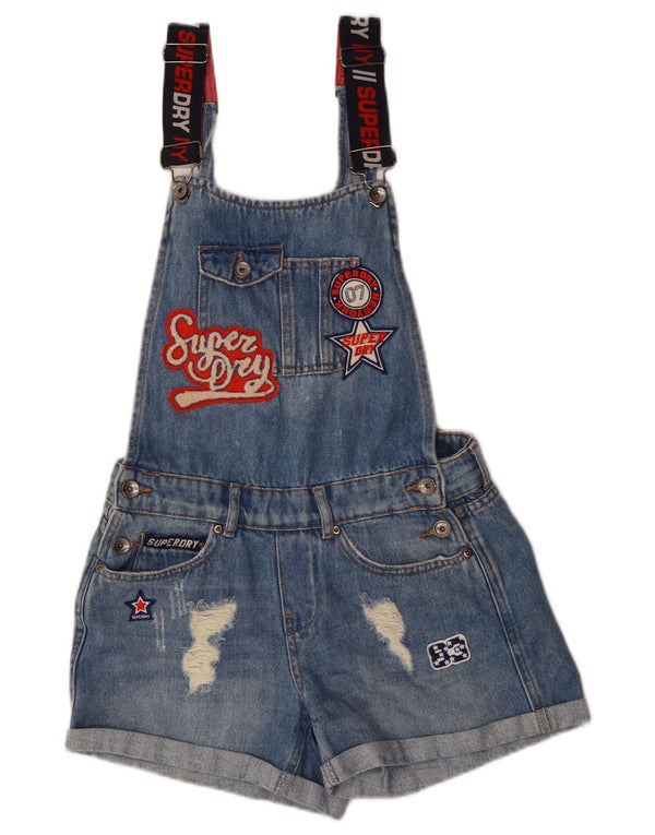 Superdry Γυναικείο γραφικό Dungarees τζιν σορτς UK 8 Small W30 μπλε βαμβακερό