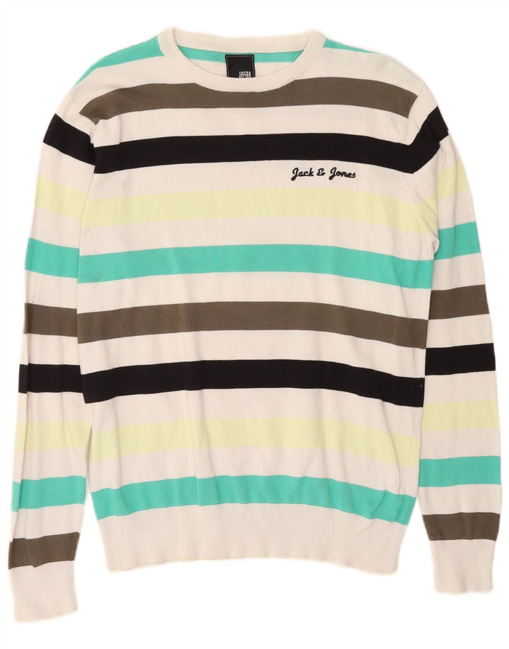 Jack & Jones Ανδρικό πουλόβερ με λαιμόκοψη μεγάλο, πολύχρωμο ριγέ