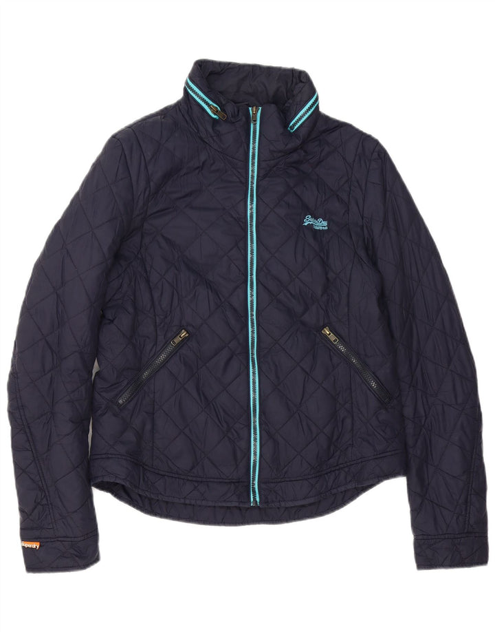 Superdry γυναικείο καπιτονέ μπουφάν με κουκούλα UK 14 Large Navy Blue Nylon