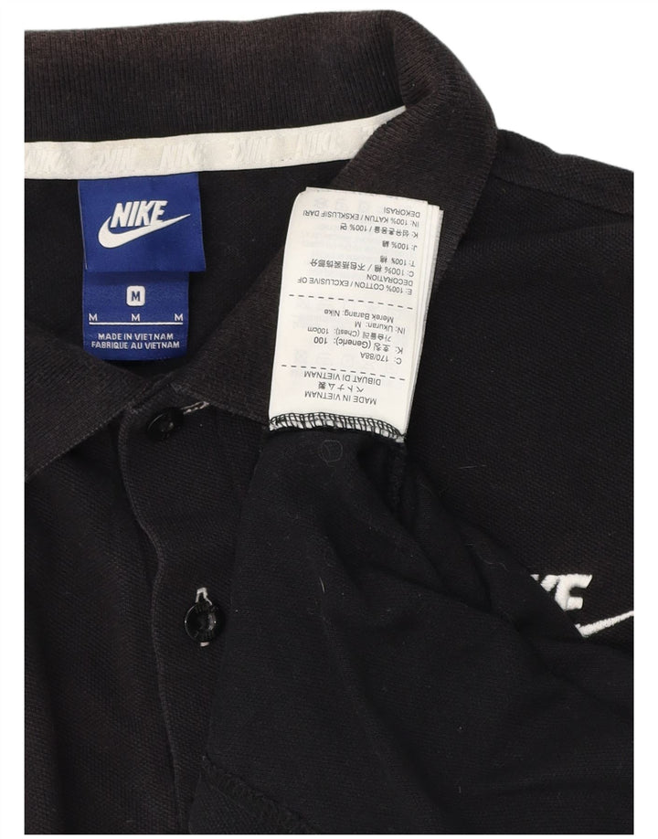 Ανδρικό πουκάμισο πόλο NIKE, μεσαίο μαύρο βαμβακερό