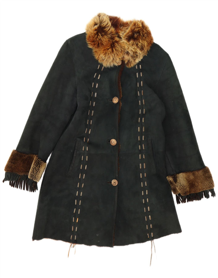 Vintage γυναικείο παλτό Shearling UK 12 Medium Green